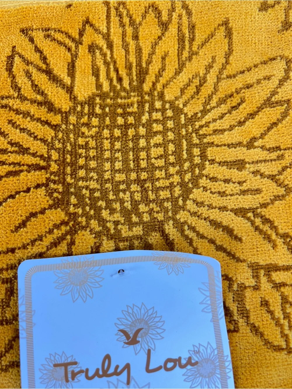 Truly Lou Bath Towel Set FALL Sunflowers Gold Brown Velour Cotton Blend 6 Pc NEW